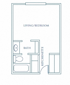 Floor plan for studio, 1 bath, 435 sqft